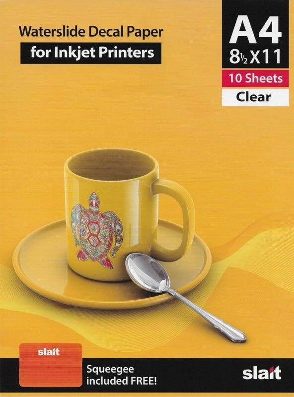 Slait Inkjet Clear Waterslide Decal Paper -  8.5x11 - 10 Sheets w/Free Squeegee